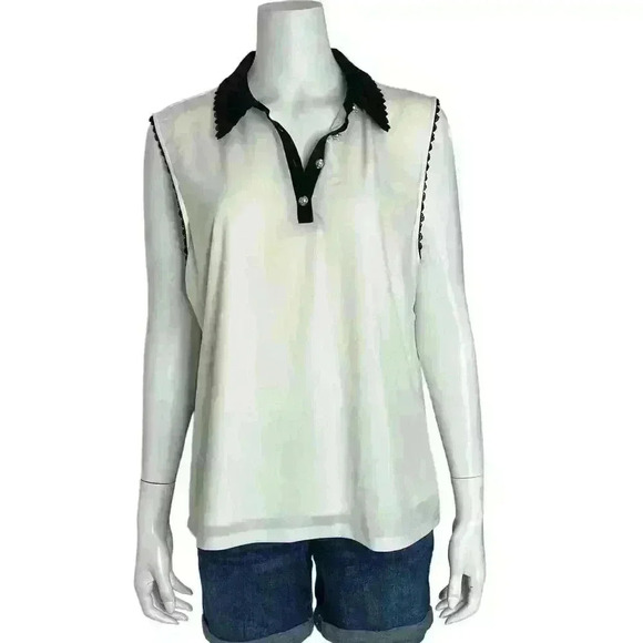 Karl Lagerfeld Paris Sleeveless Collard Blouse Size XL - Picture 1 of 10